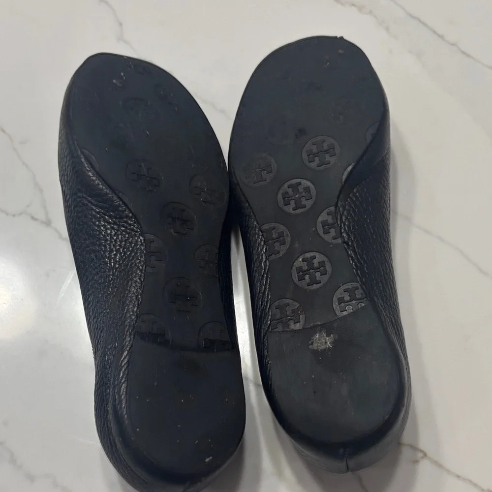 Tory Burch Black Textured Flats
